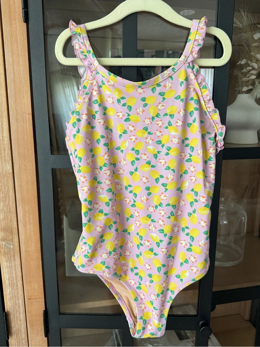 Crewcuts lemons one piece swimsuit ruffle print floral girls